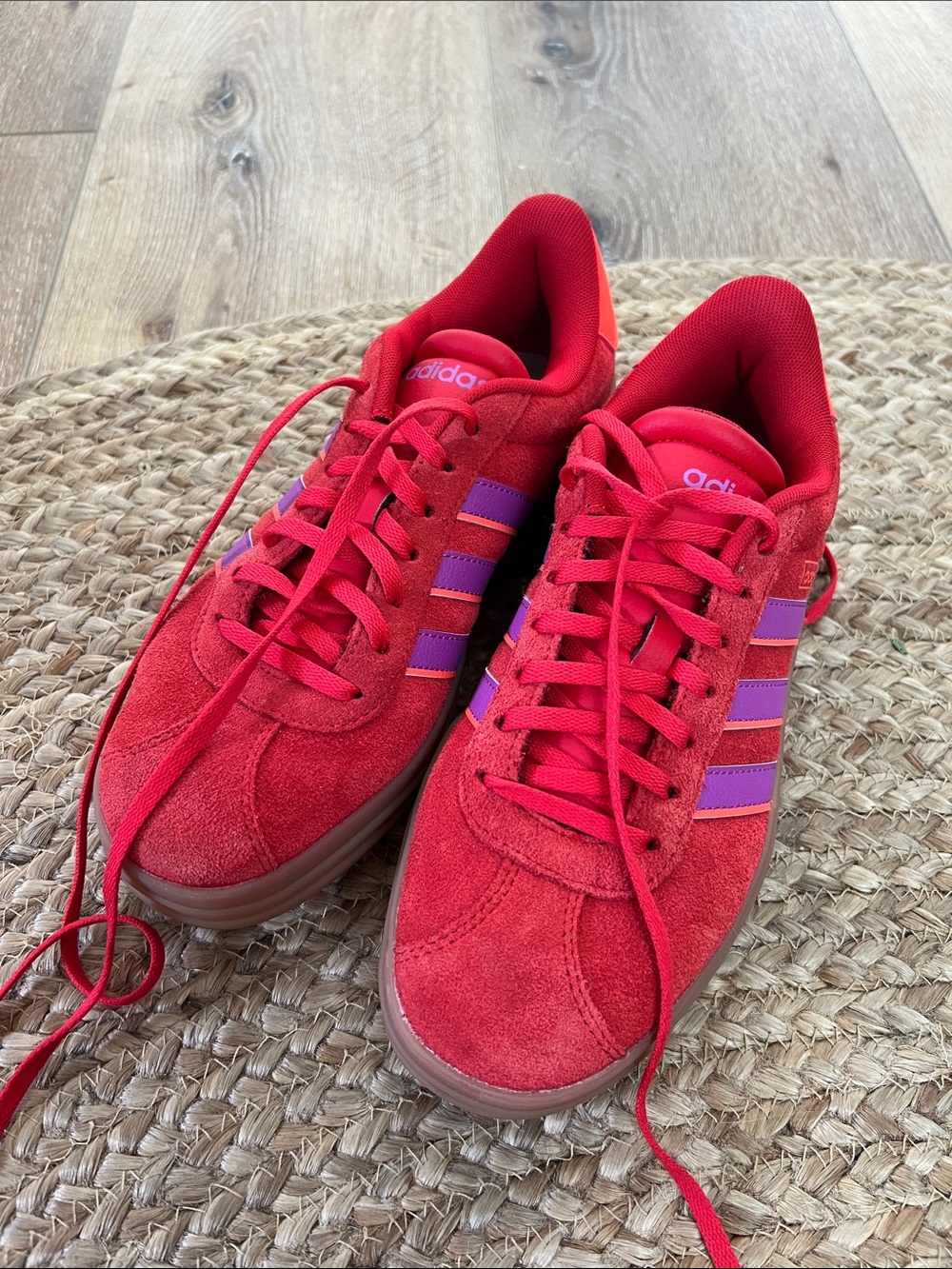 Red suede Adidas